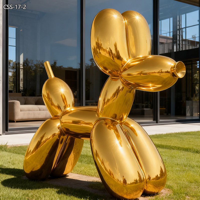 Outdoor Metal Balloon Dog Sculpture by Jeff Koons for Sale CSS-17-2 - Hotel Lobby Sculptures - 2 yard Golden Balloon Dog Statue