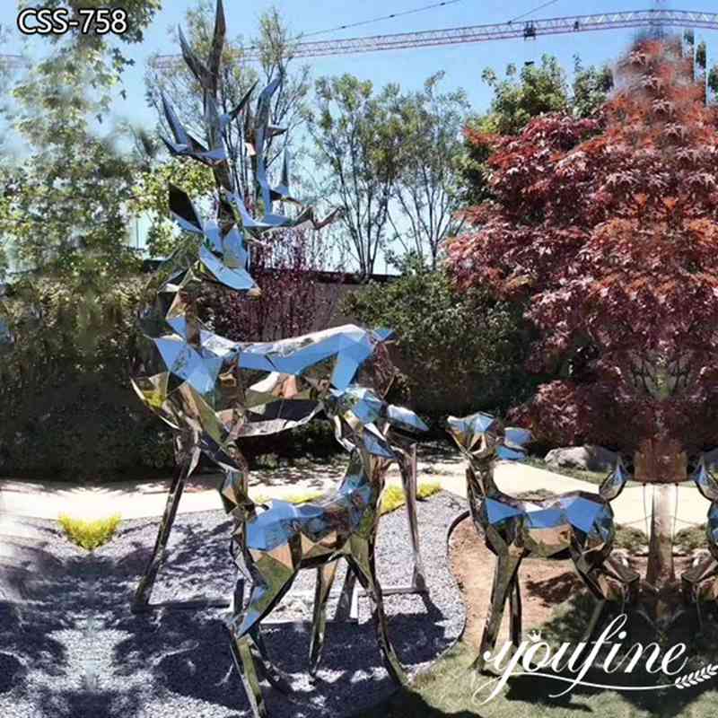 Metal Deer Modern Landscape Sculpture Geometric Decor for Sale CSS-758