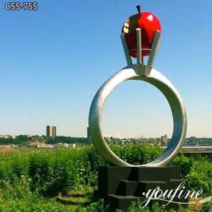 Metal Wedding Ring Sculpture Outdoor Plaza Decor Manufacturer CSS-755