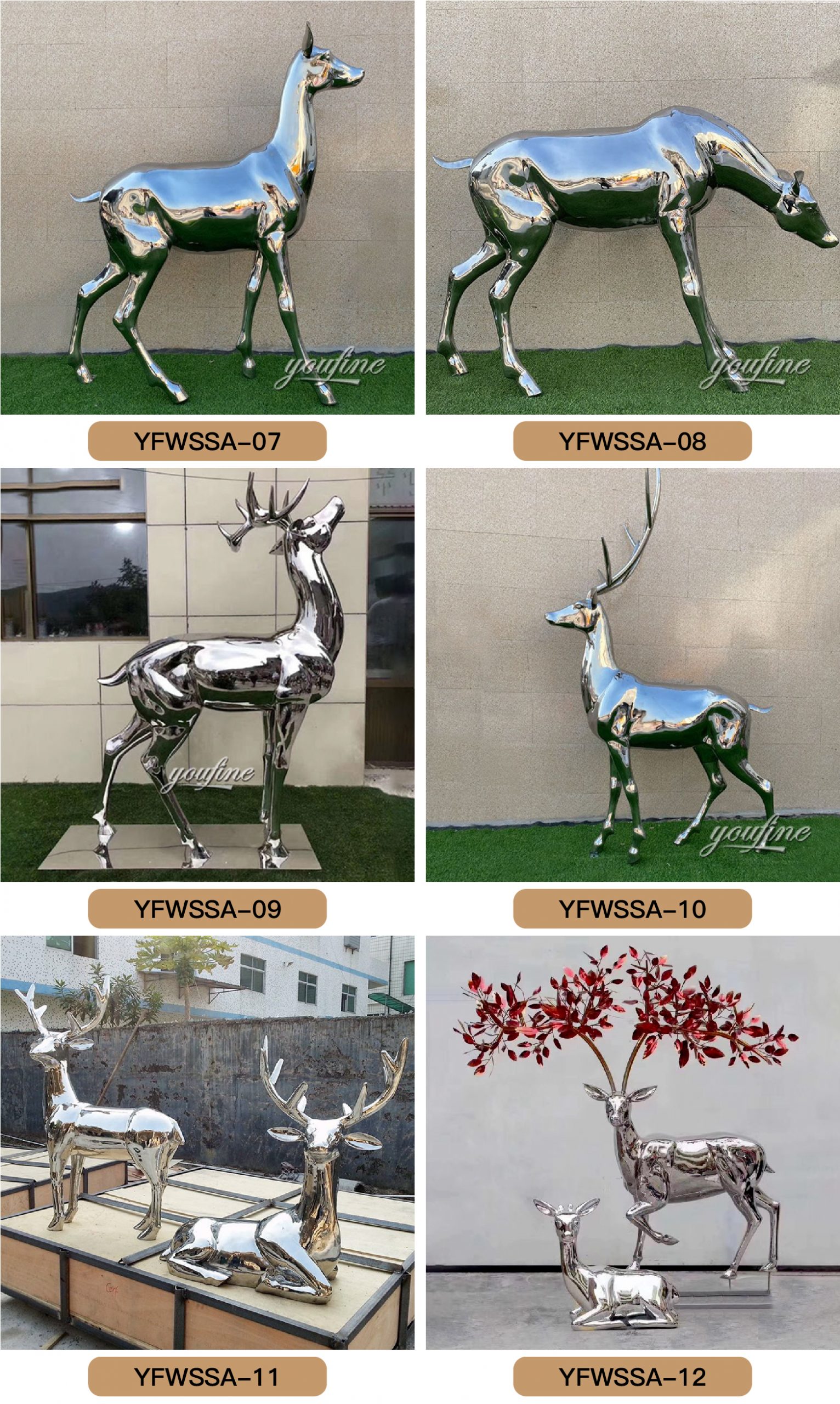 Metal Deer Modern Landscape Sculpture Geometric Decor for Sale CSS-758 - Center Square - 2