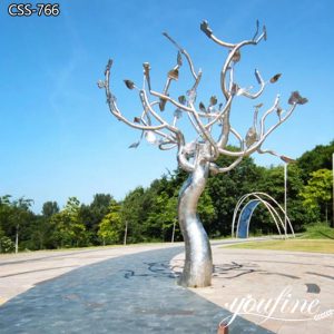 Stainless Steel Tree Sculpture Modern Outdoor Decor Supplier CSS-766