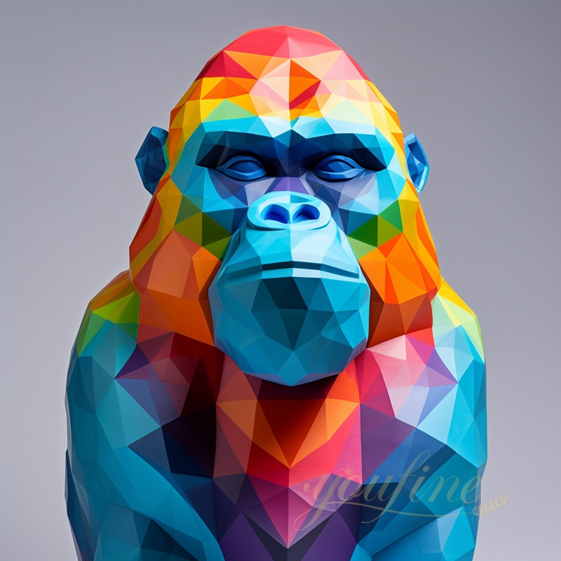 Wholesale Blue Gorilla Art Sculpture Modern Decor CSS-91 - Metal Animal Sculpture - 5