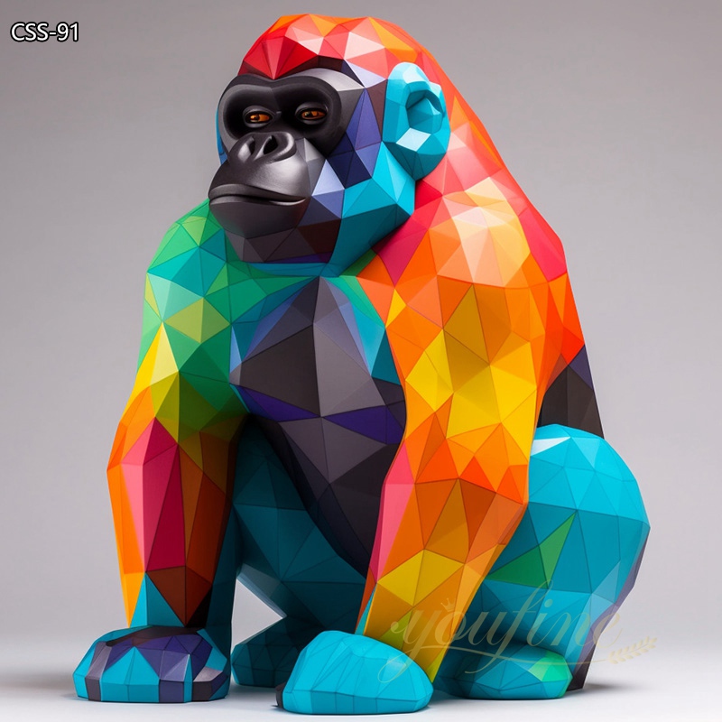 Wholesale Blue Gorilla Art Sculpture Modern Decor CSS-91 - Metal Animal Sculpture - 3
