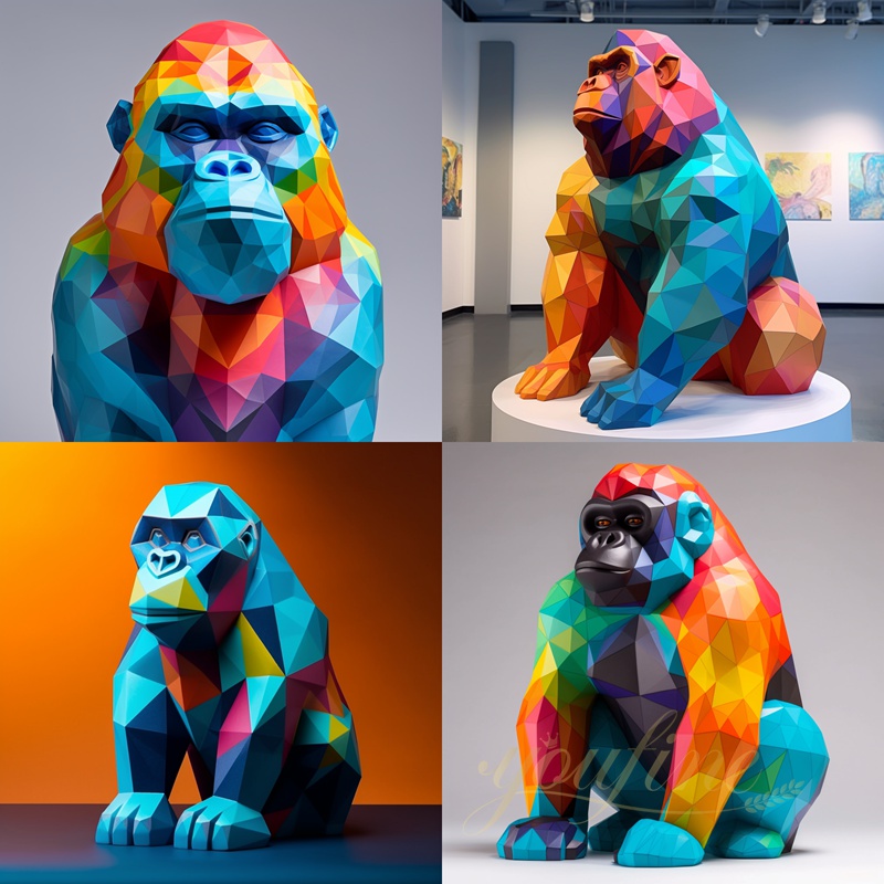 Wholesale Blue Gorilla Art Sculpture Modern Decor CSS-91 - Metal Animal Sculpture - 4