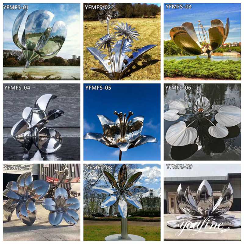 Metal Garden Flower Sculpture High Polished Art for Sale CSS-769 - Center Square - 3