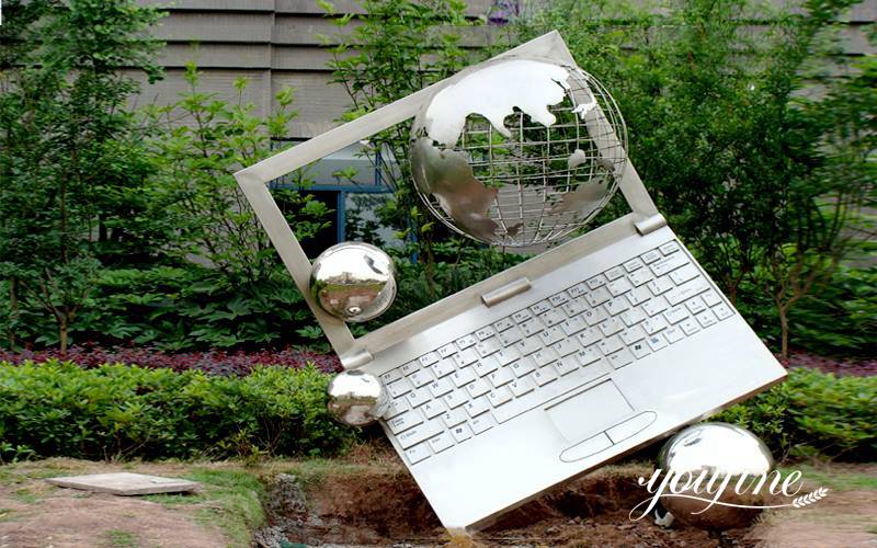 Modern Metal Sculpture Stainless Steel Laptop Design for Sale CSS-762 - Garden Metal Sculpture - 1