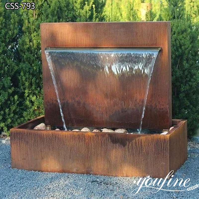 Corten Steel Fountain Modern Metal Water Feature for Sale CSS-793 - Center Square - 3