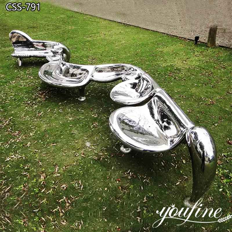 Large Modern Outdoor Sculpture Stainless Steel Bench for Sale CSS-791