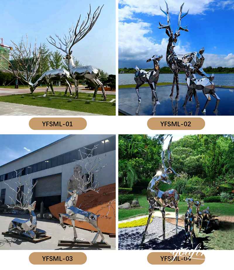 White Deer Sculpture Stainless Steel Outdoor Decor Factory Supply CSS-760 - Garden Metal Sculpture - 3