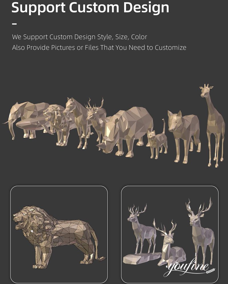 Life Size Outdoor Deer Statues Abstract Geometric Art Design for Sale CSS-786 - Garden Metal Sculpture - 4