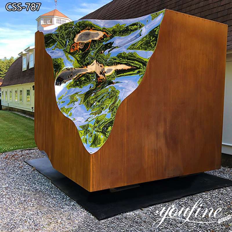 corten steel and stainless steel sculpture - YouFine Sculpture (2)