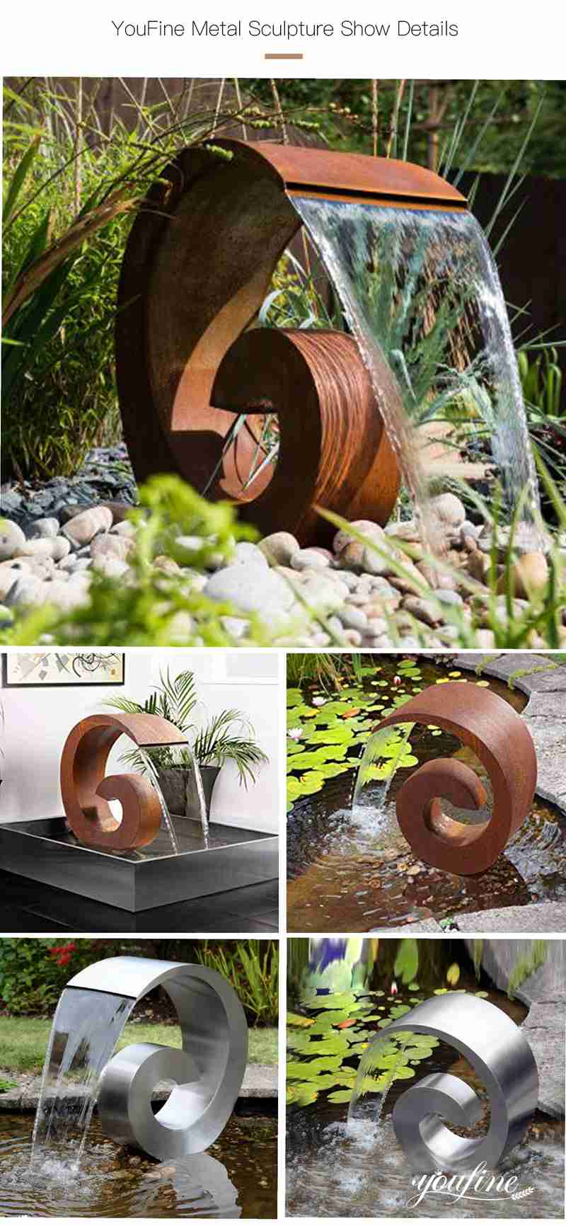 Corten Steel Fountain Modern Metal Water Feature for Sale CSS-793 - Center Square - 4