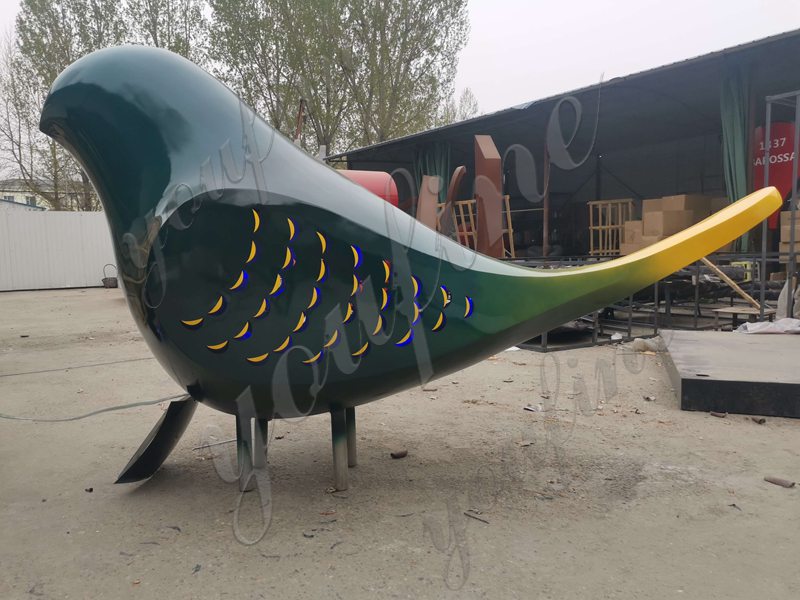 stainless steel sculpture of a modern abstract bird design Factory photo (1)