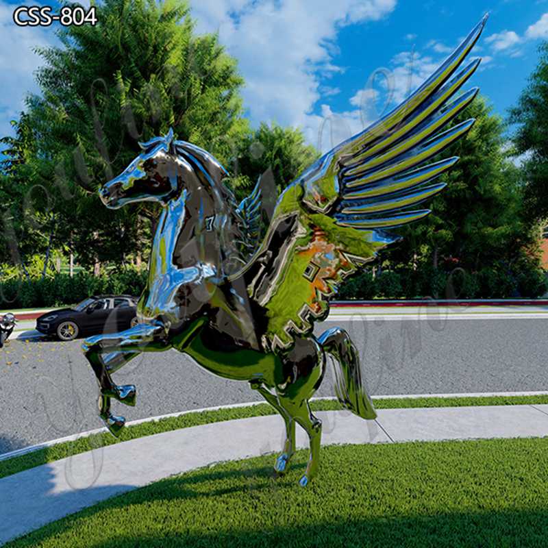 Flying Horse Statue Stainless Steel Outdoor Decor Manufacturer CSS-804 - Center Square - 3