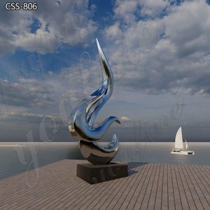 Modern Abstract Sculpture Polished Stainless Steel Decor for Sale CSS-806