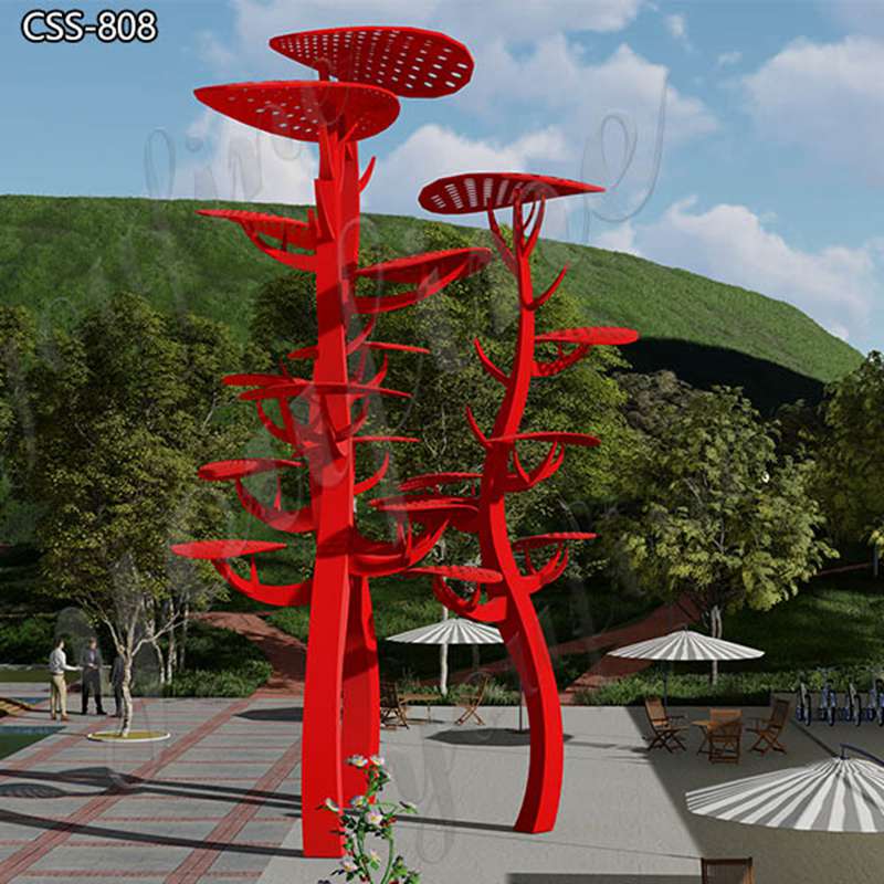 Large Metal Tree Sculpture Red Art Project Manufacturer CSS-808