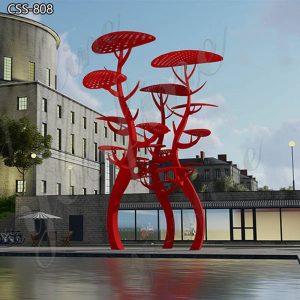 Large Metal Tree Sculpture Red Art Project Manufacturer CSS-808