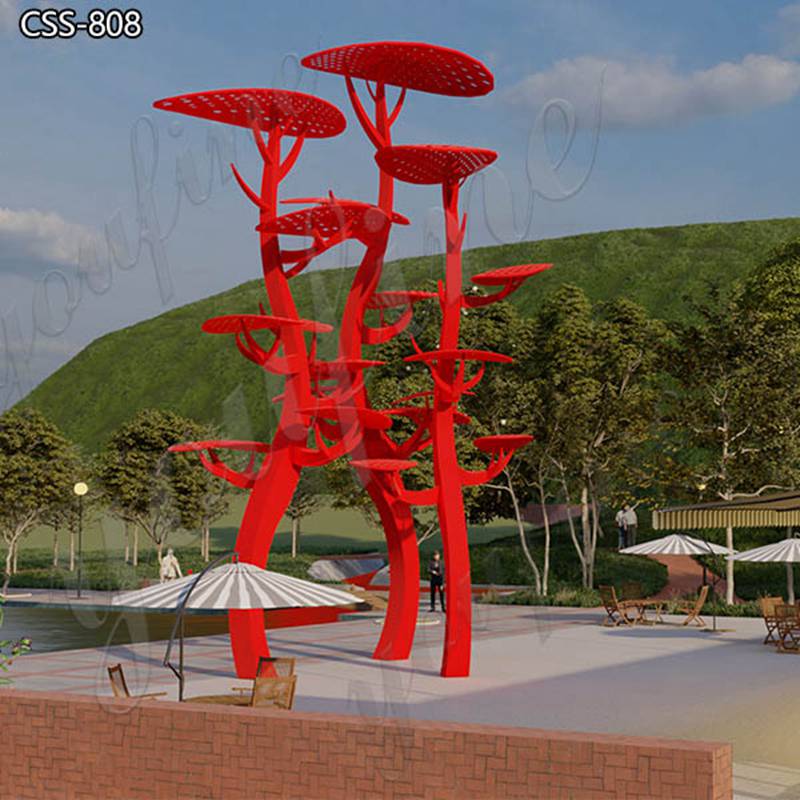 Large Metal Tree Sculpture Red Art Project Manufacturer CSS-808 - Arab Large Metal Sculpture - 2