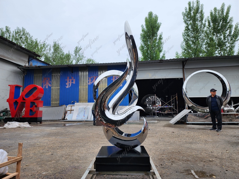 Modern Abstract Sculpture Polished Stainless Steel Decor for Sale CSS-806 - Garden Metal Sculpture - 6