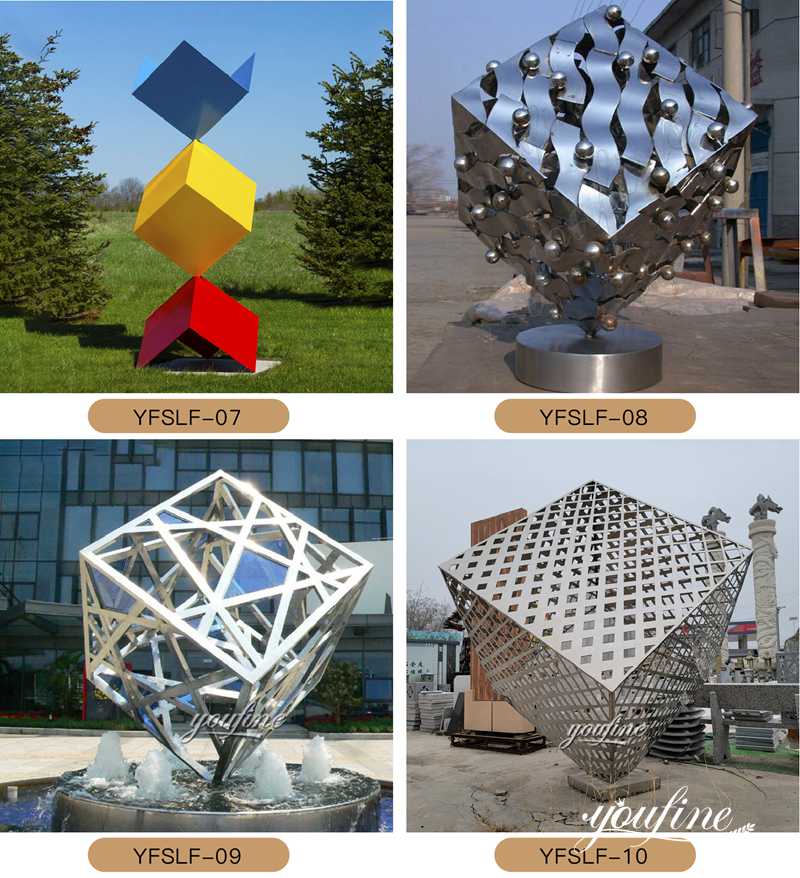 Abstract Cube Sculpture Modern Stainless Steel Decor Factory Supply CSS-800 - Garden Metal Sculpture - 5