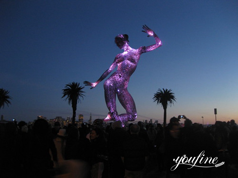 Public Art Metal Bliss Dance Statue Light Decor for Sale CSS-822 - Garden Metal Sculpture - 8