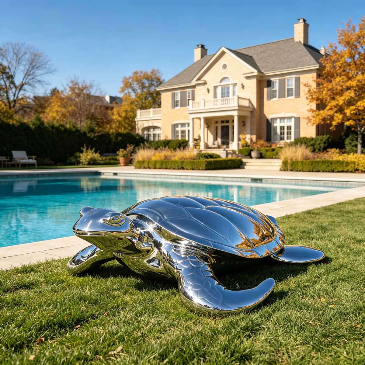 large Modern stainless steel Outdoor Turtle Sculpture for pool