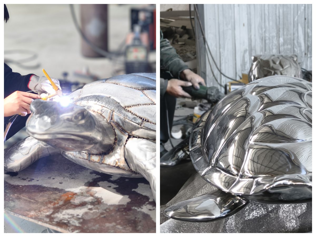 youfine produce Modern stainless steel Outdoor Turtle Sculpture