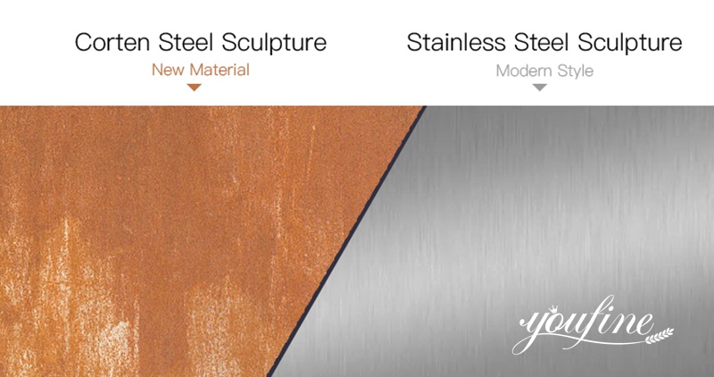 stainless steel sculpture and corten steel