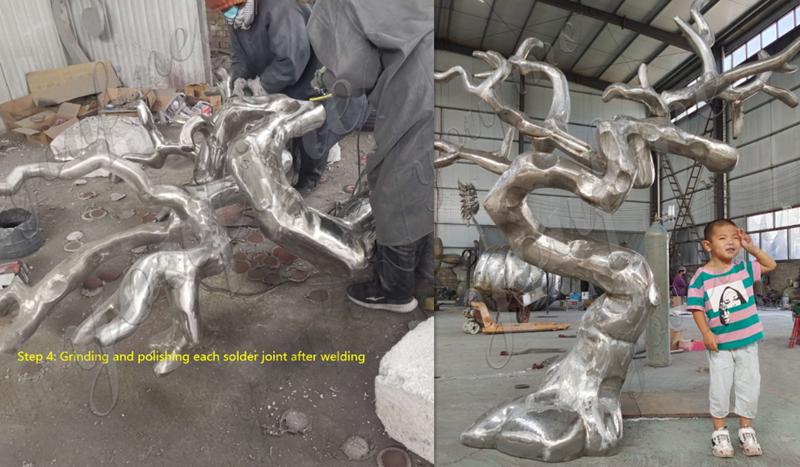 step 4 the Process of Making a Stainless Steel Tree Sculpture