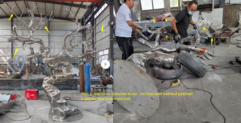 step 5 the Process of Making a Stainless Steel Tree Sculpture