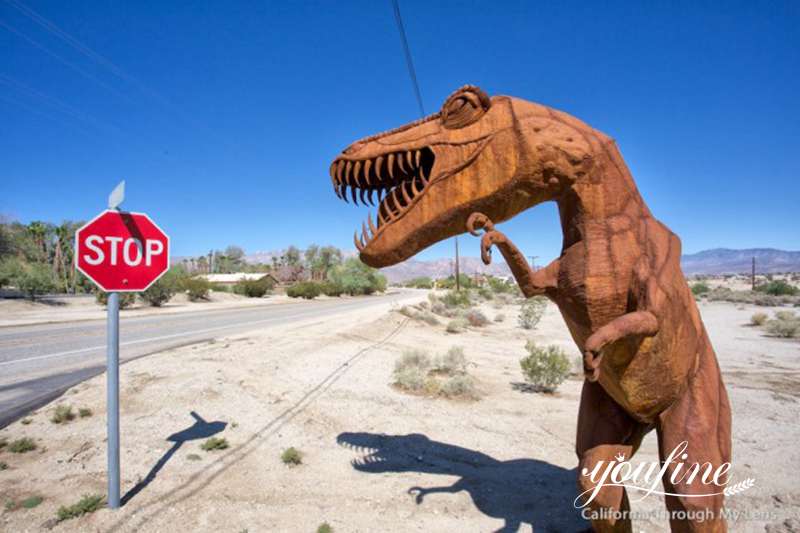 Metal Tyrannosaurus Rex Statue in Borrego Springs for Sale CSS-532 - Garden Metal Sculpture - 2