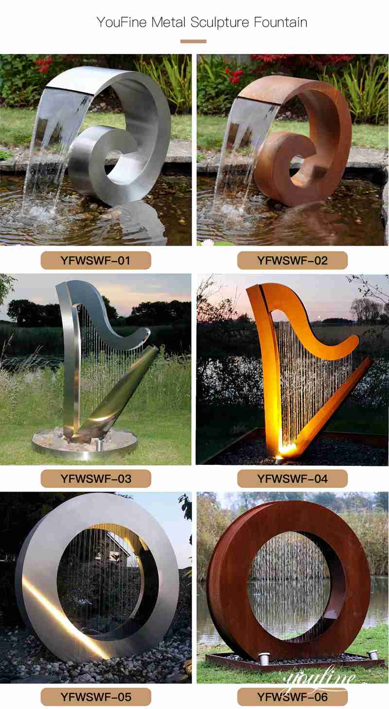 Newly Design Corten Steel Water Feature Fountain for Sale CSS-300 - Abstract Water Sculpture - 6