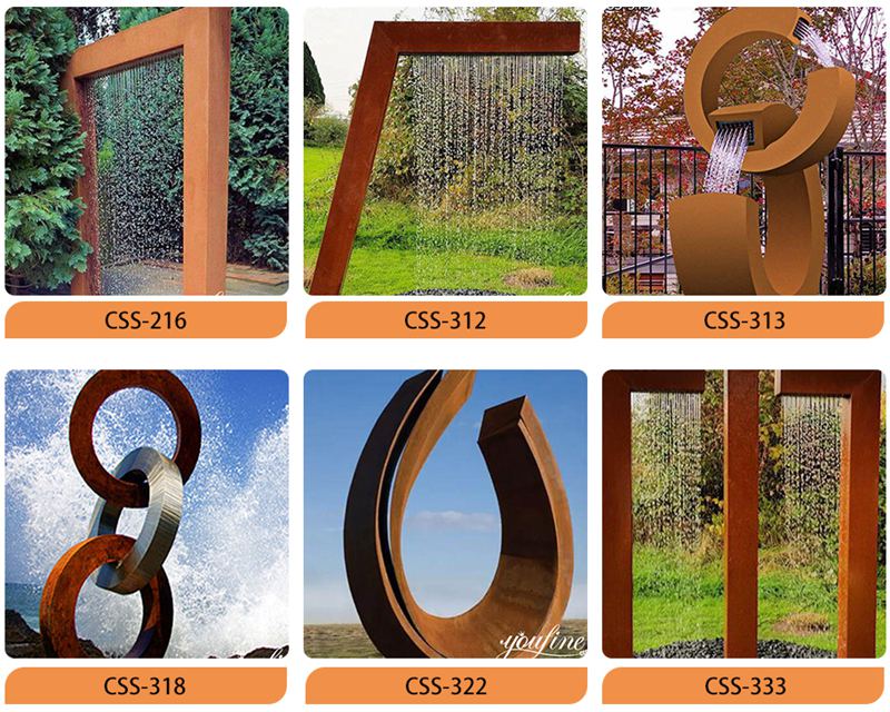 Rusty Garden Art Corten Steel Water Feature for Sale - Abstract Water Sculpture - 7