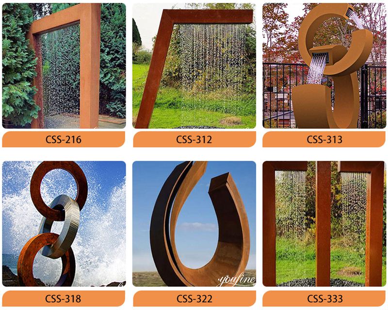 corten steel sculpture for water