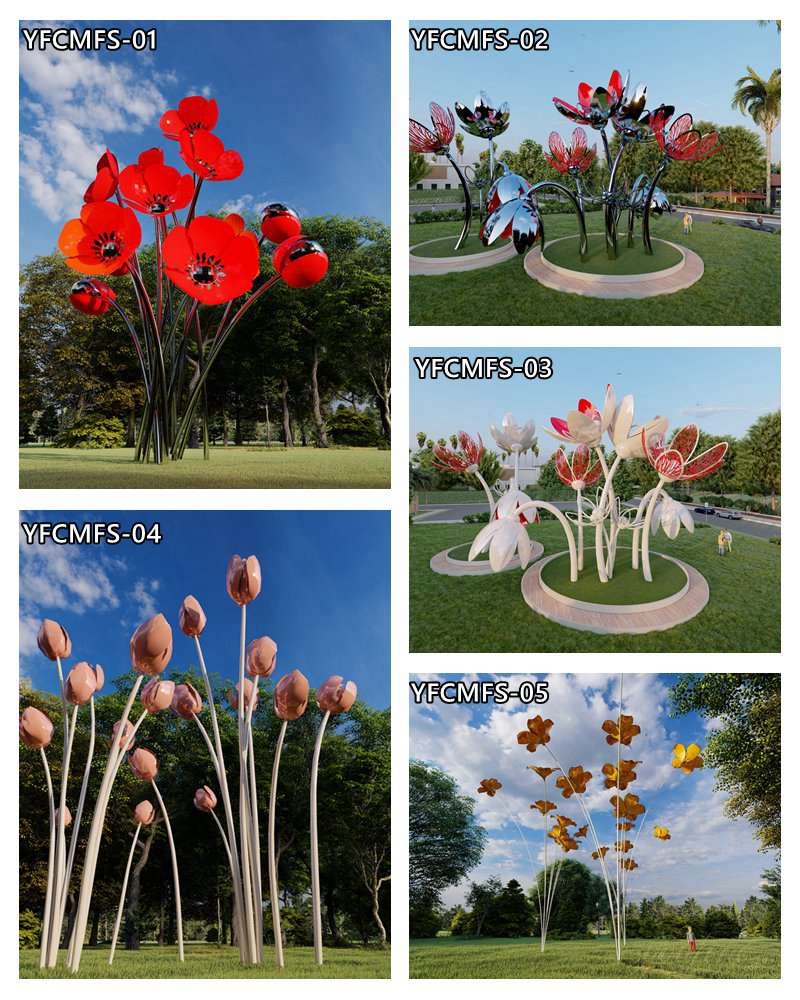 Outdoor Large Metal Flower Sculpture Landscape Decor for Sale CSS-336 - Application Place/Placement - 8