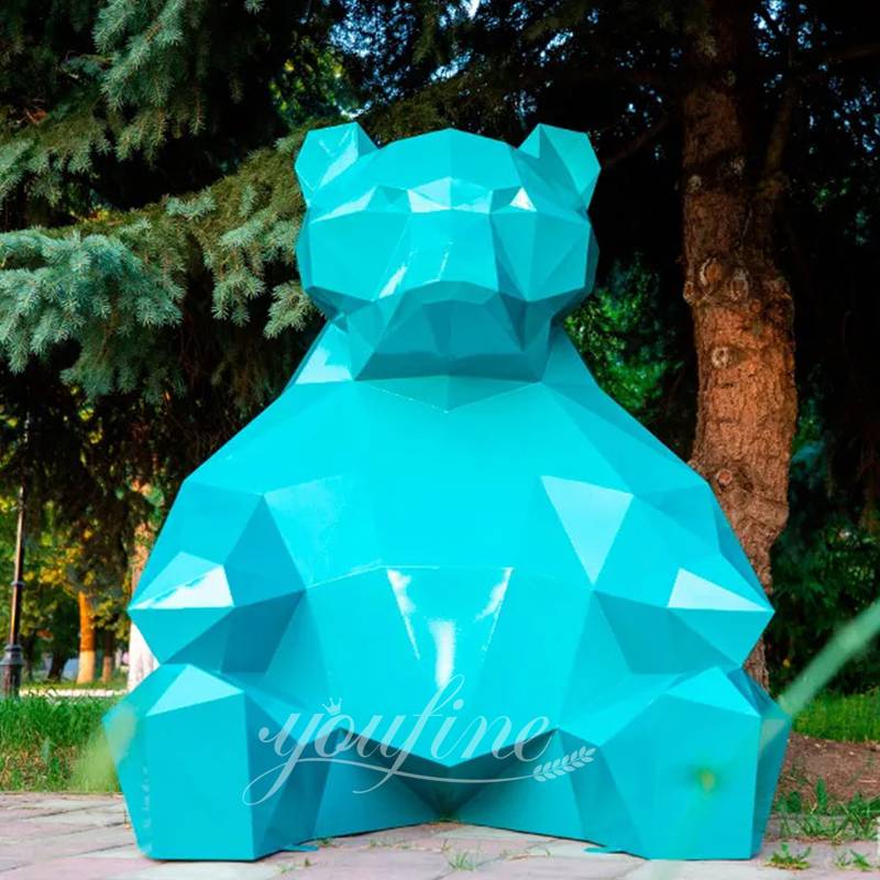 Geometric Blue Bear Sculpture Metal Garden Decor Supplier CSS-838 - Garden Metal Sculpture - 4