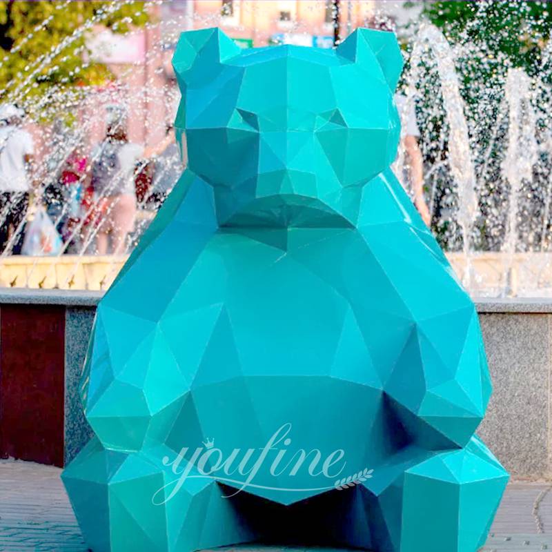 Geometric Blue Bear Sculpture Metal Garden Decor Supplier CSS-838 - Garden Metal Sculpture - 3