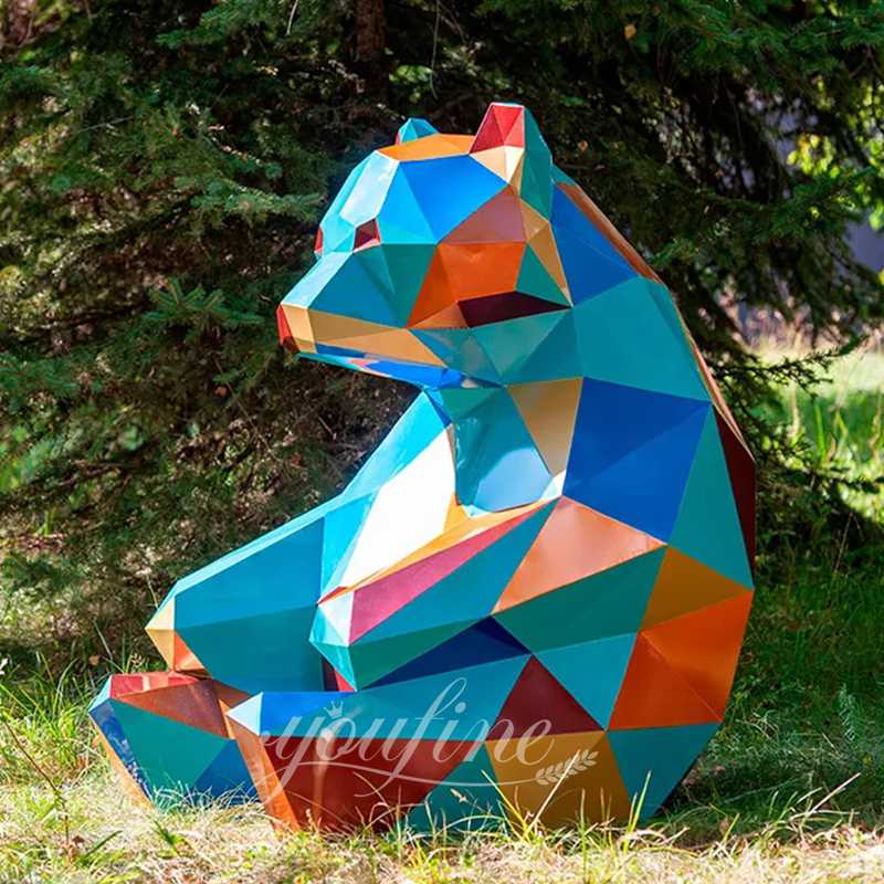 Geometric Blue Bear Sculpture Metal Garden Decor Supplier CSS-838 - Garden Metal Sculpture - 6