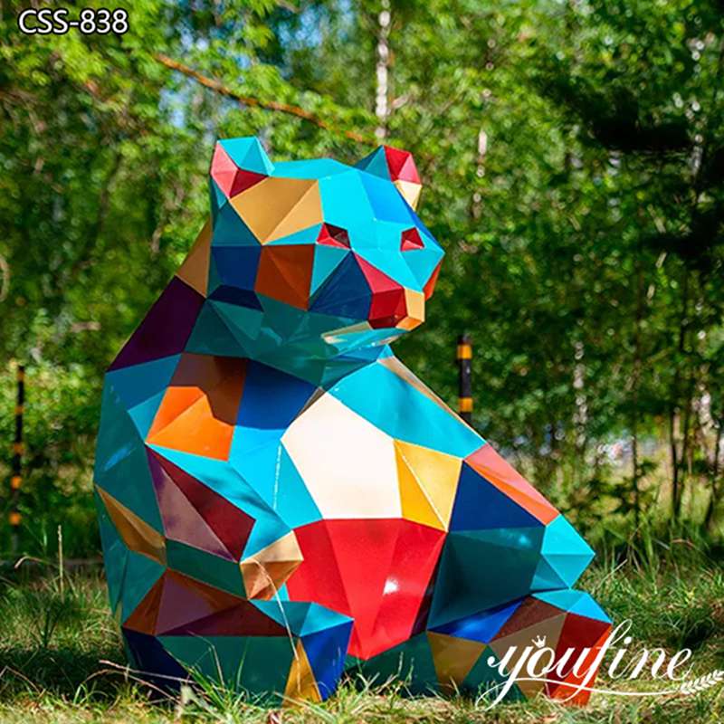 Geometric Blue Bear Sculpture Metal Garden Decor Supplier CSS-838 - Garden Metal Sculpture - 5