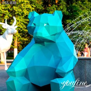 Geometric Blue Bear Sculpture Metal Garden Decor Supplier CSS-838