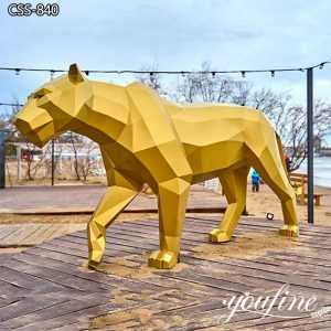 Geometric Panther Statue Stainless Steel Animal Decor Supplier CSS-840