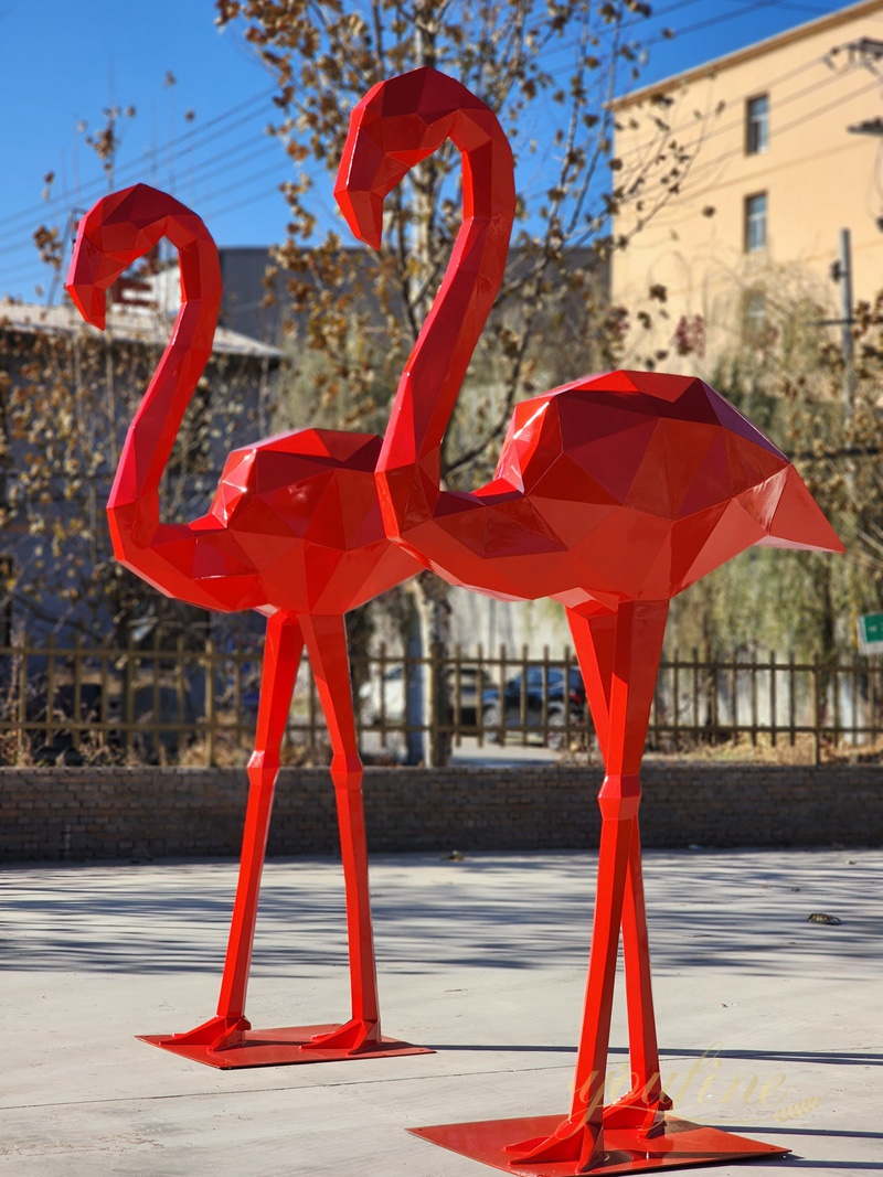 Metal Flamingo Sculpture Modern Geometric Decor for Sale CSS-839 - Garden Metal Sculpture - 9