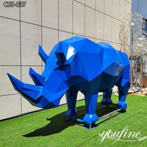 Modern Geometric Metal Rhino Sculpture Garden Decor for Sale CSS-837