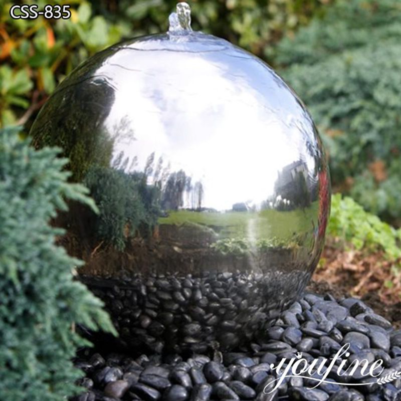 Stainless Steel Sphere Water Fountain Modern Feature for Sale CSS-835 - Abstract Water Sculpture - 3