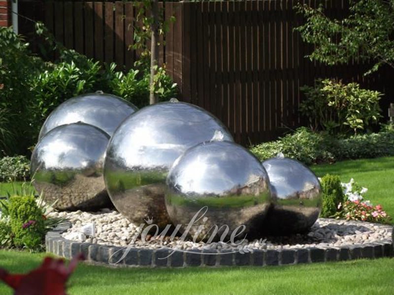 Stainless Steel Sphere Water Fountain Modern Feature for Sale CSS-835 - Abstract Water Sculpture - 4