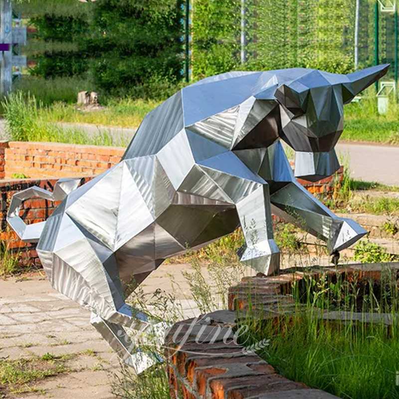 Stainless Steel Geometric Bull Statue Modern Decor for Sale CSS-841 - Garden Metal Sculpture - 7