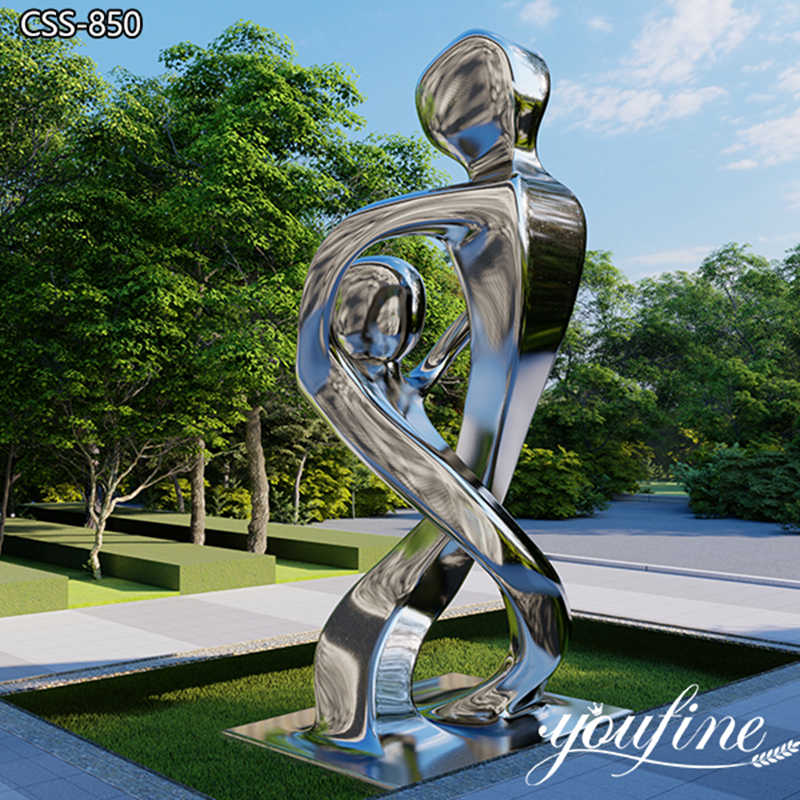 Stainless Steel Abstract Mother and Child Sculpture for Sale CSS-850 - Garden Metal Sculpture - 2