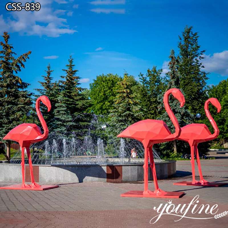Metal Flamingo Sculpture Modern Geometric Decor for Sale CSS-839 - Garden Metal Sculpture - 3