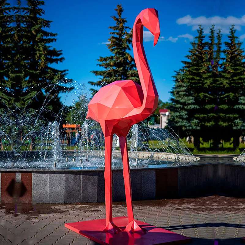 Metal Flamingo Sculpture Modern Geometric Decor for Sale CSS-839 - Garden Metal Sculpture - 6