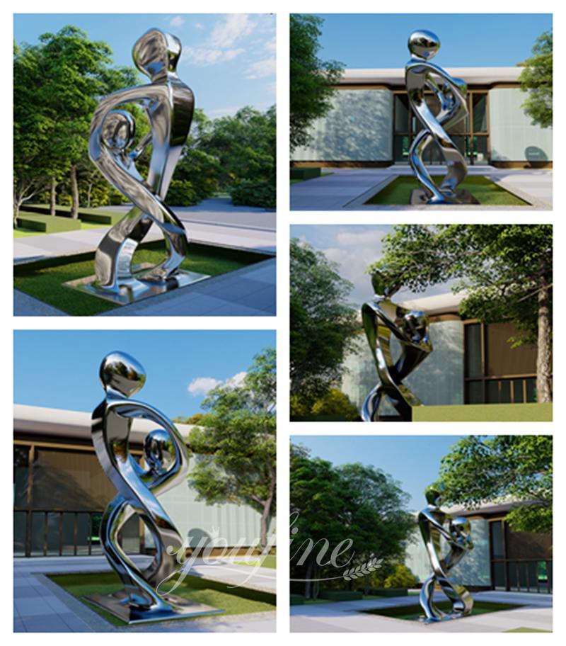 Stainless Steel Abstract Mother and Child Sculpture for Sale CSS-850 - Garden Metal Sculpture - 4